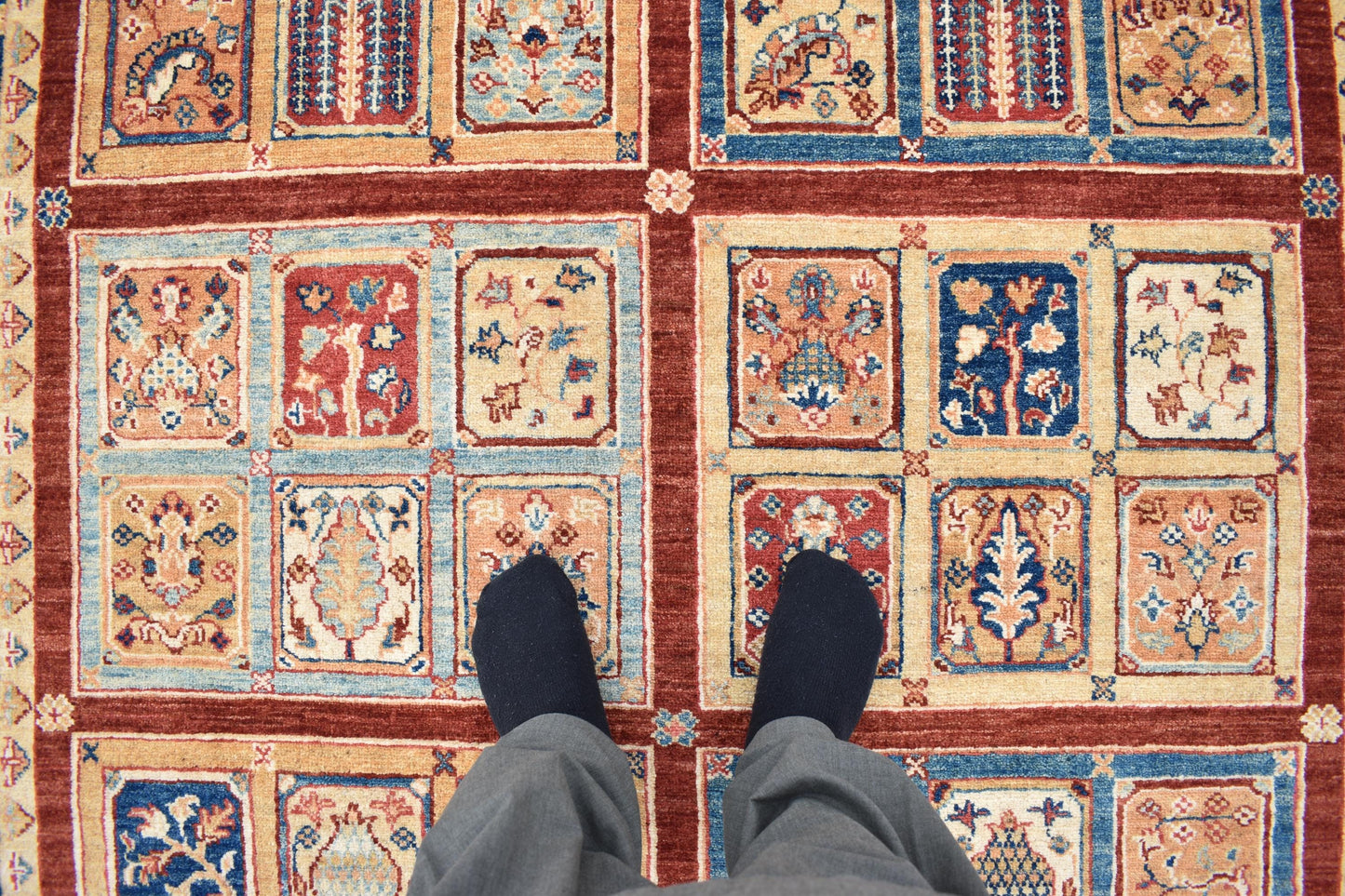 6x9 Blue Bakhtyari ( Four Season) Handmade Unique Wool Rug, Afghan Rug, Decor Rug, Soft Rug, Living Room Rug, Bedroom Rug, Size 5'5” x 8'2