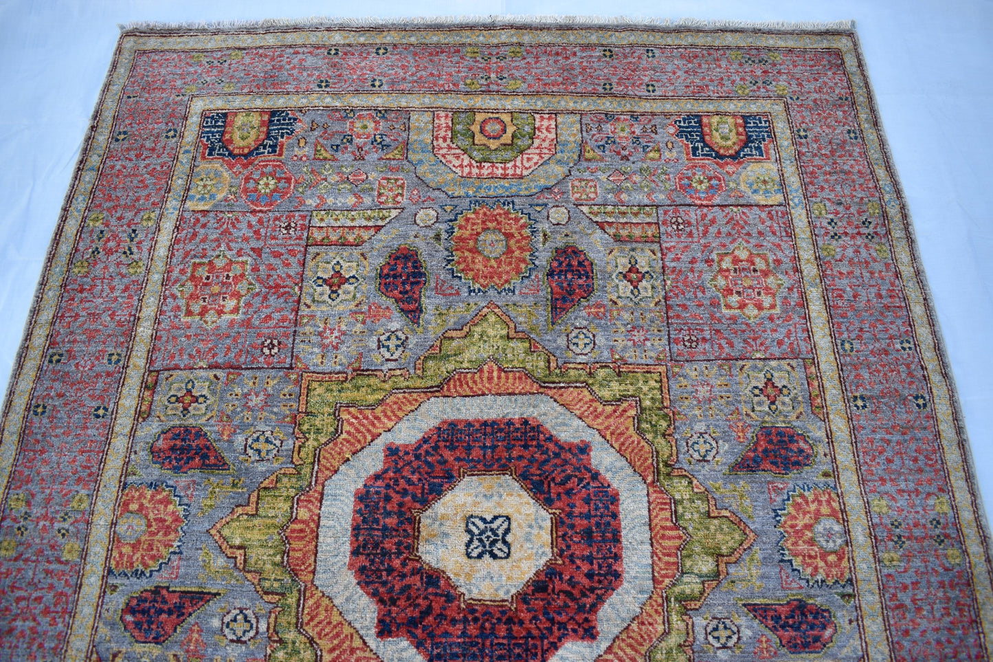 5x7 Mamluk Design Unique Piece- Afghan Oriental Area Rug- Hand Knotted Pure Wool Rug, Best For Living Room, Dinning Room and Bed Room