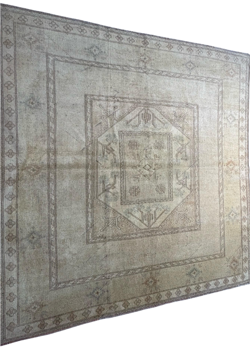 4.4x6.7 ft 🧵 Brown & Beige Anatolian Rug | Handwoven Wool Carpet