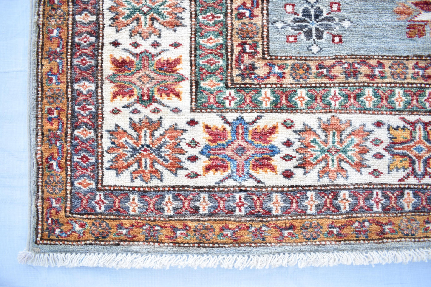 6x8 Gray Kazak Afghan Oriental Rug, Hand Knotted, Modern Area Rug, Wool Rug, Décor Rug, Living Room Rug – Bedroom Rug