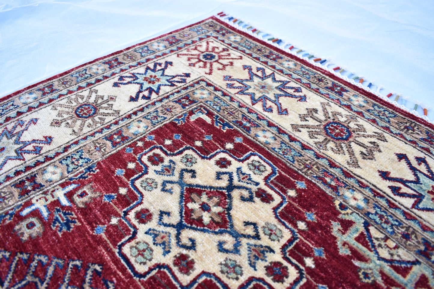 6x8 Kazakh Unique Afghan Area Rug – Wool Rug – Handmade Soft wool Rug - Hand Knotted Modern Décor Rug - Living Room Rug – Bedroom Rug