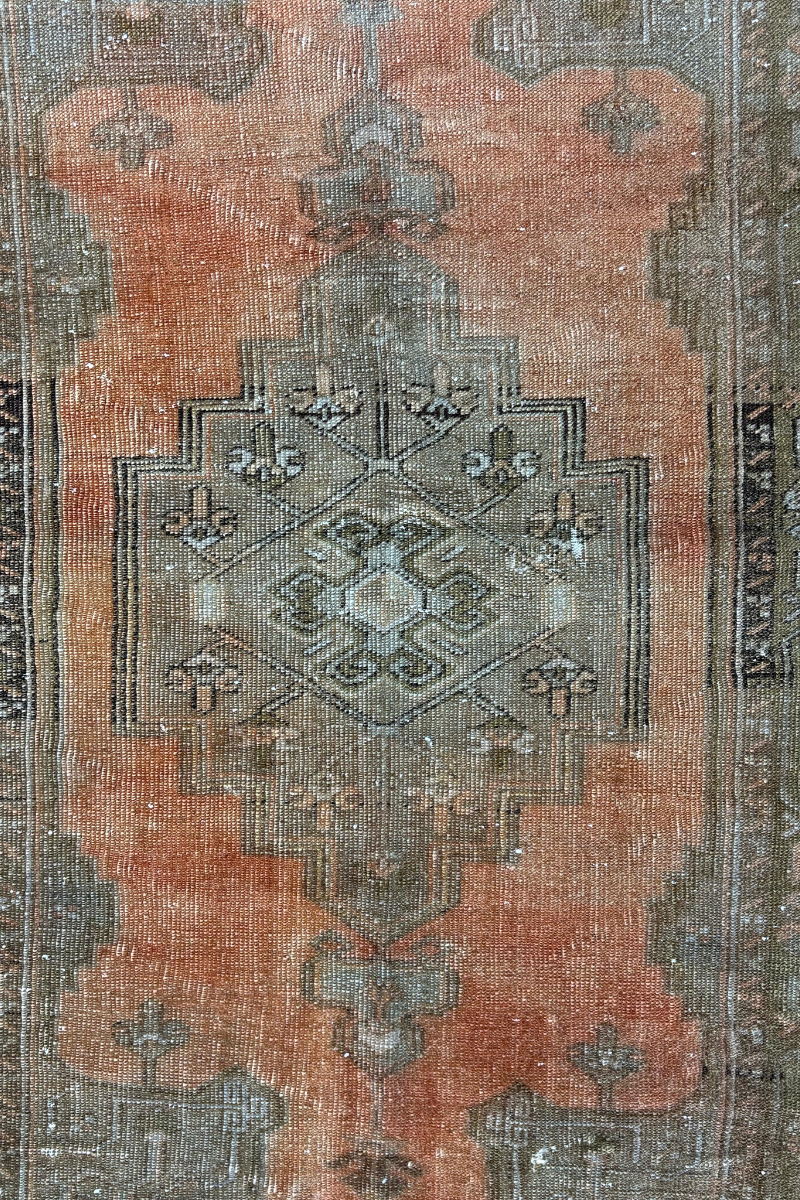 3.1x5.6 ft 🧵 orange Green Anatolian Runner Rug | Handwoven Wool Hallway Carpet