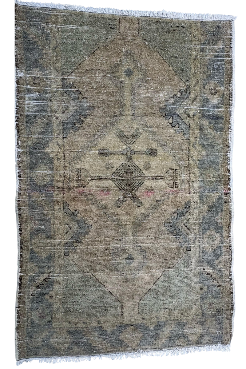2.6x4 ft 🧵 Beige Anatolian Runner Rug | Handwoven Wool Hallway Carpet