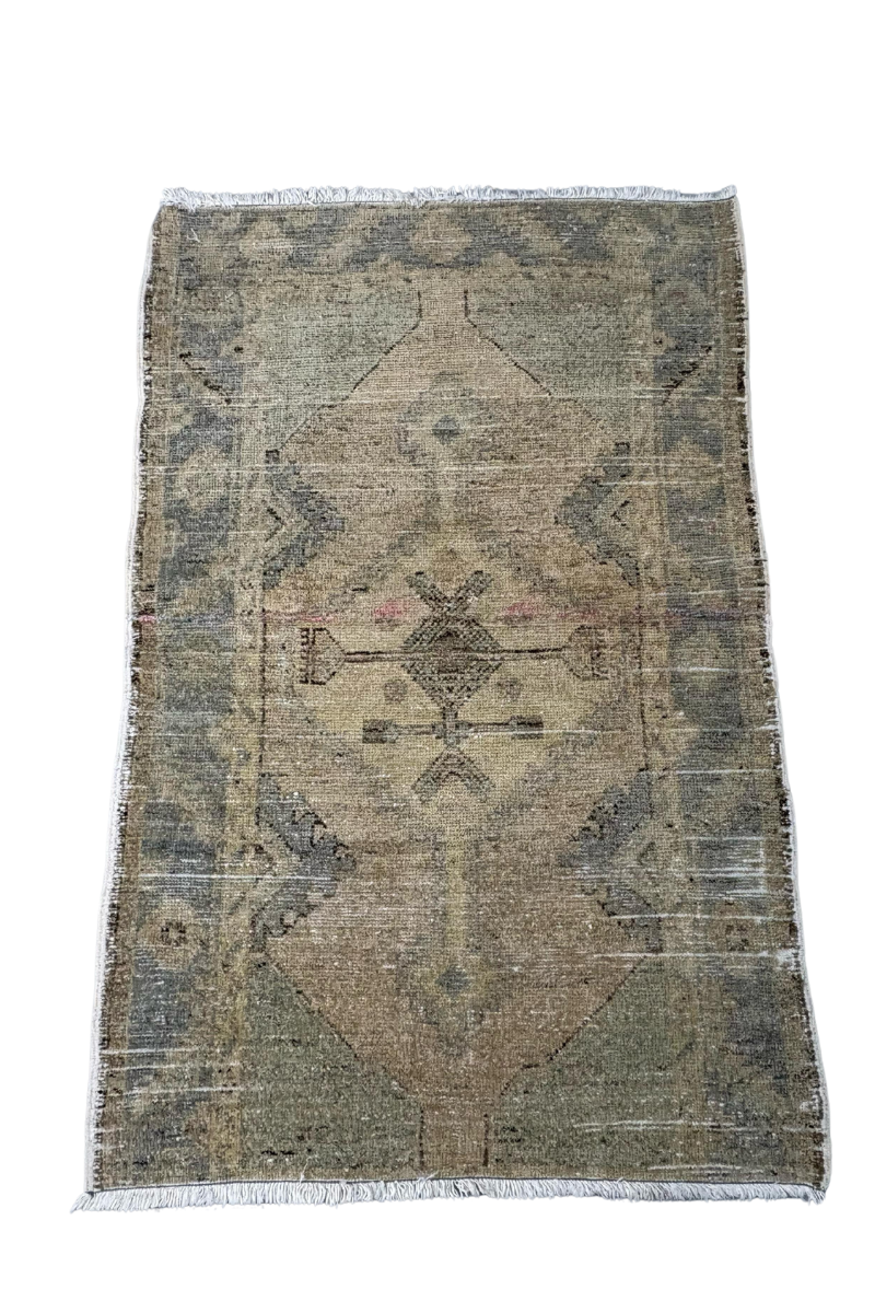 2.6x4 ft 🧵 Beige Anatolian Runner Rug | Handwoven Wool Hallway Carpet