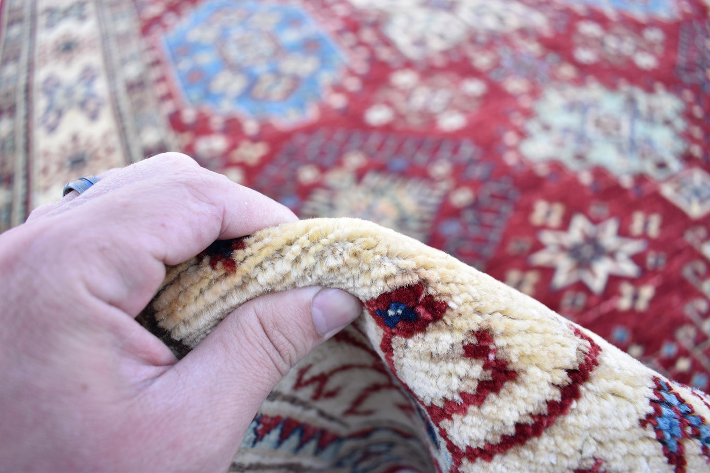 6x8 Kazakh Unique Afghan Area Rug – Wool Rug – Handmade Soft wool Rug - Hand Knotted Modern Décor Rug - Living Room Rug – Bedroom Rug