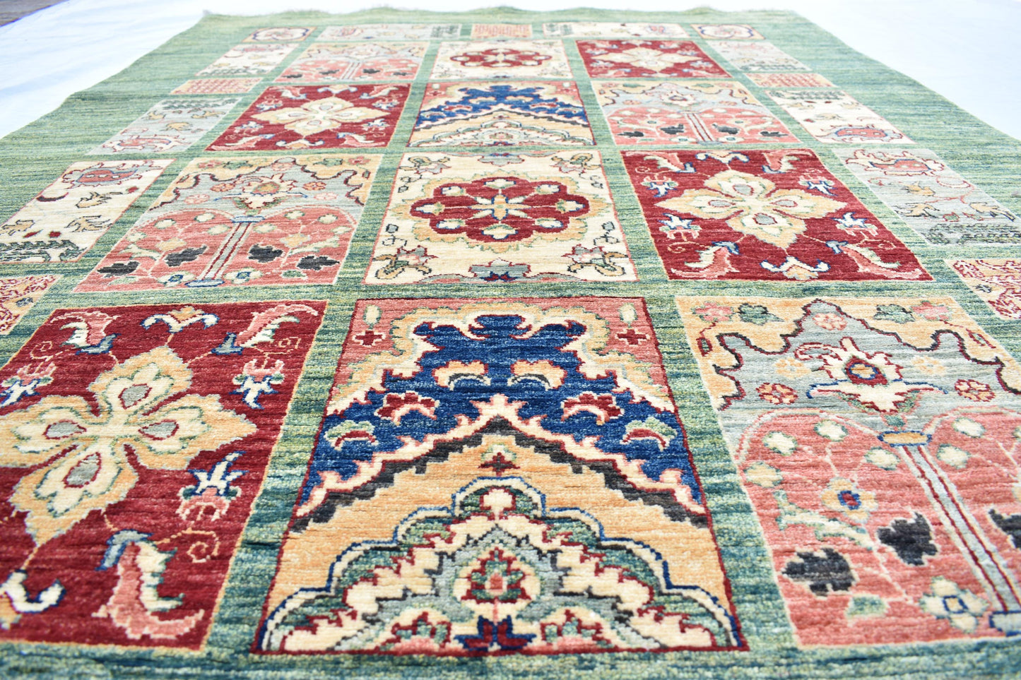 6x9 Mirror (Four Season) Turkmen Hand Knotted Wool Rug, Afghan Chobi Rug, Unique Design Top Quality Rug For Dinning Room And Living Room