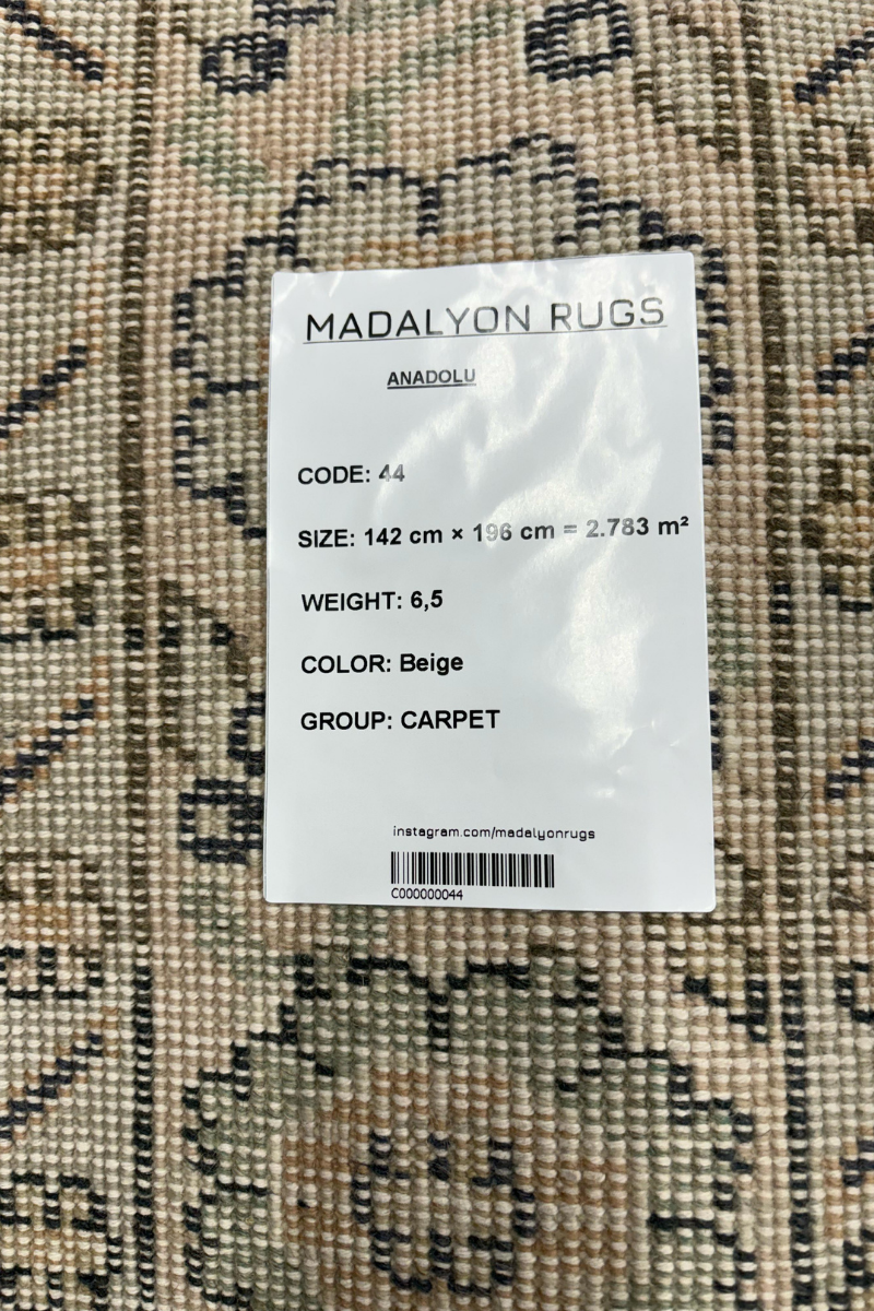 4.7x6.4 ft 🧶 Beige Anatolian Rug | Handwoven Wool Carpet