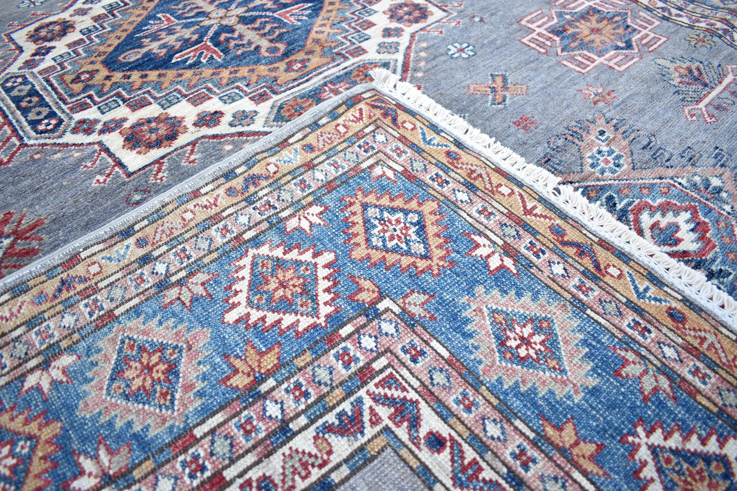 6x8 Super Kazak Oriental Afghan Rug, Handmade Pure Wool Rug - Hand Knotted Modern Décor Rug - Living Room Rug – Bedroom Rug