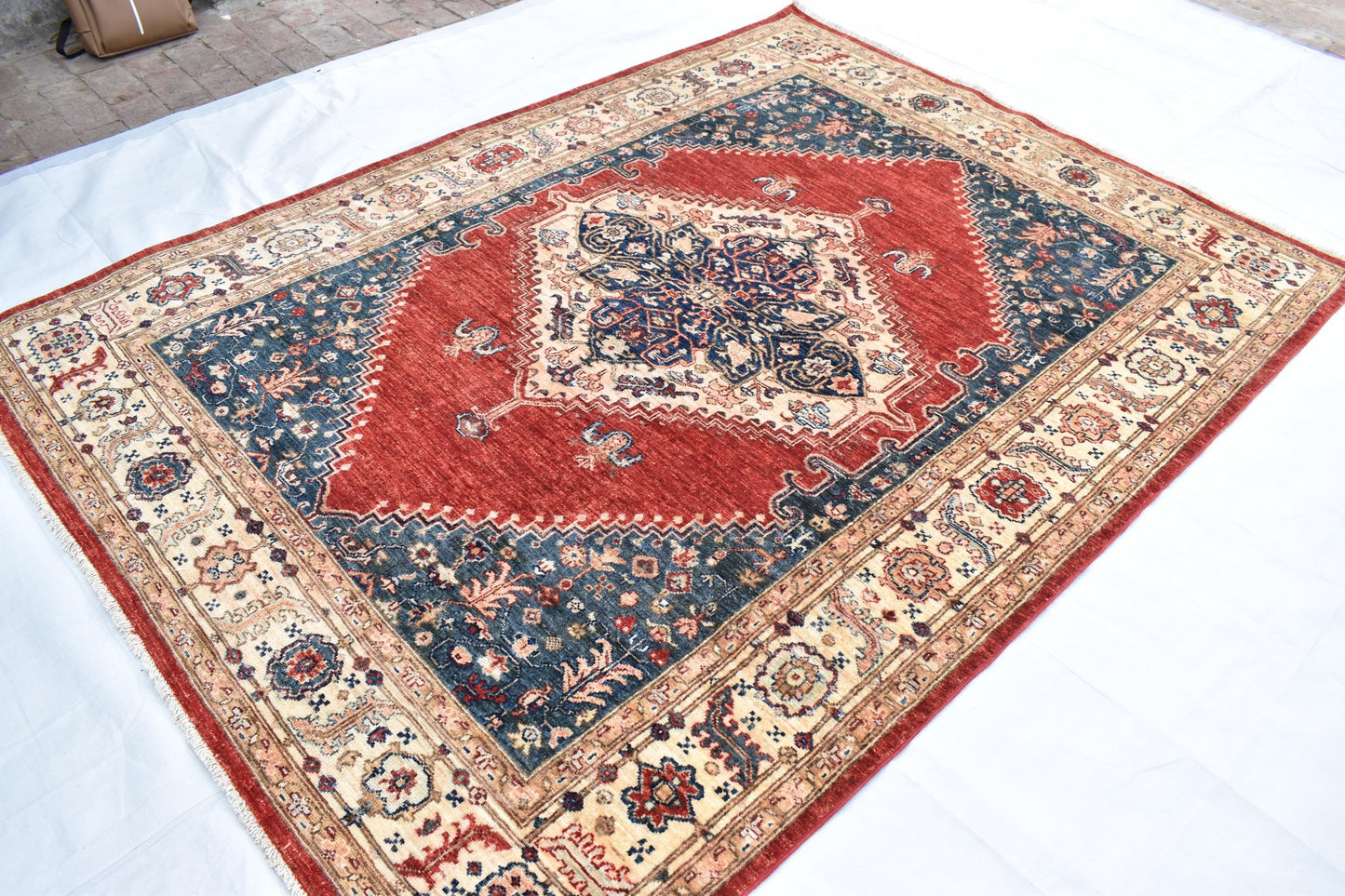 6x8 Harees Handmade Afghan Area Rug- Hand Knotted Wool Rug- Turkmen Oriental Rug- Soft Rug- Living Room Rug – Bedroom Rug
