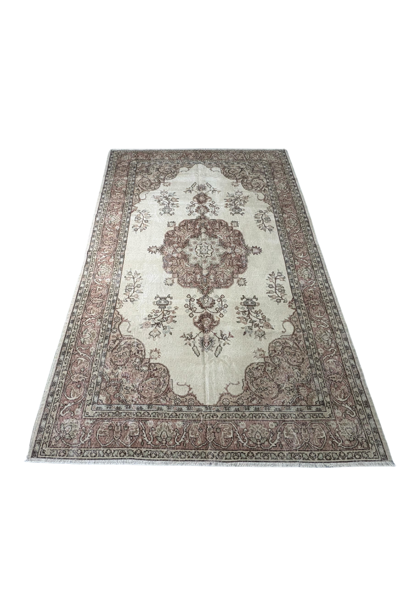 6.7x9.9 ft 🧶 Beige Anatolian Rug | Handwoven Wool Carpet