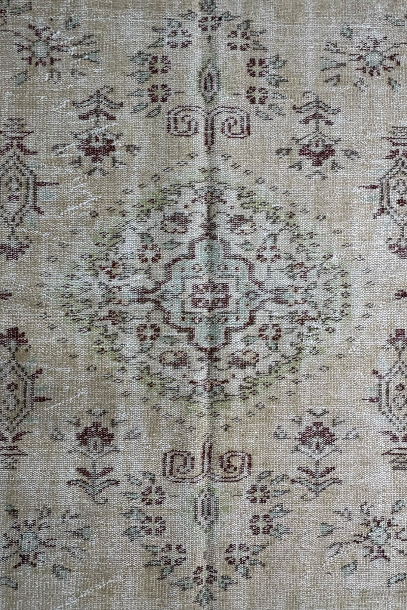 5.9x8.6 ft 🧶 Beige Anatolian Runner Rug | Handwoven Wool Hallway Carpet