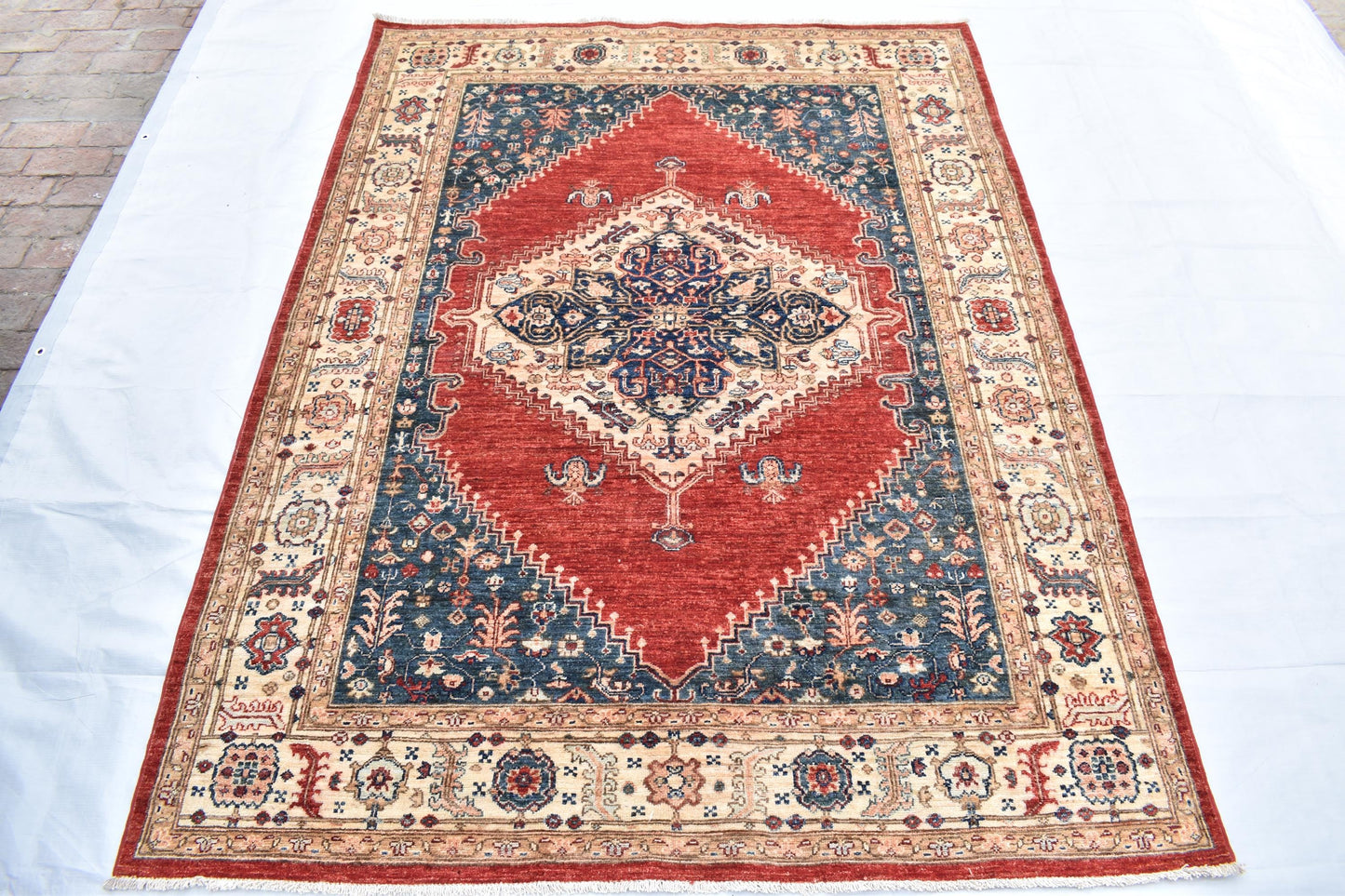 6x8 Harees Handmade Afghan Area Rug- Hand Knotted Wool Rug- Turkmen Oriental Rug- Soft Rug- Living Room Rug – Bedroom Rug