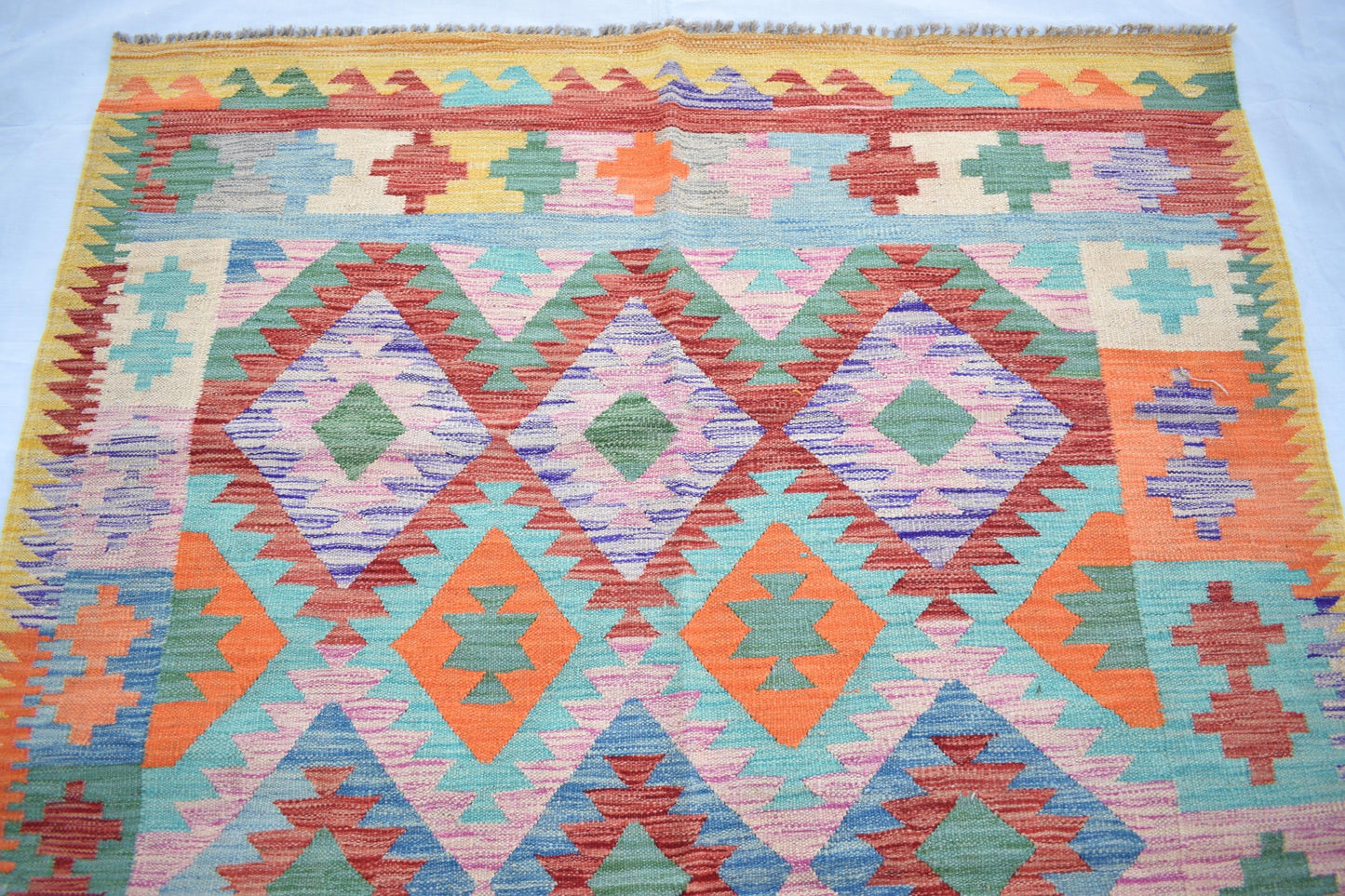 5x7 Afghan Kilim Area Rug, Handmade Flatweave Multicolor Natural Veg Dyes Hand Knotted Maimana Design Wool Rug for Living Room- Dining Room