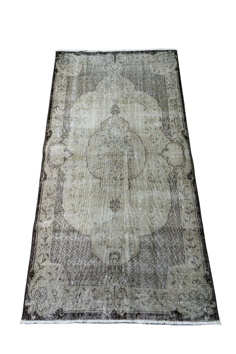 3.8x7.3 ft 🧶 Beige Anatolian Rug | Handwoven Wool Carpet