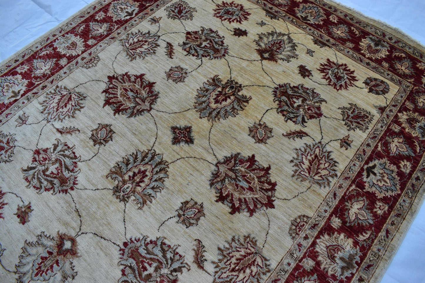 5x7 Zigler Oriental Hand Knotted Wool Rug, Handmade Wool Rug, Turkmen Area Rug, Natural Veg Dye Sheep Wool Rug, Bedroom Rug, Living Room Rug