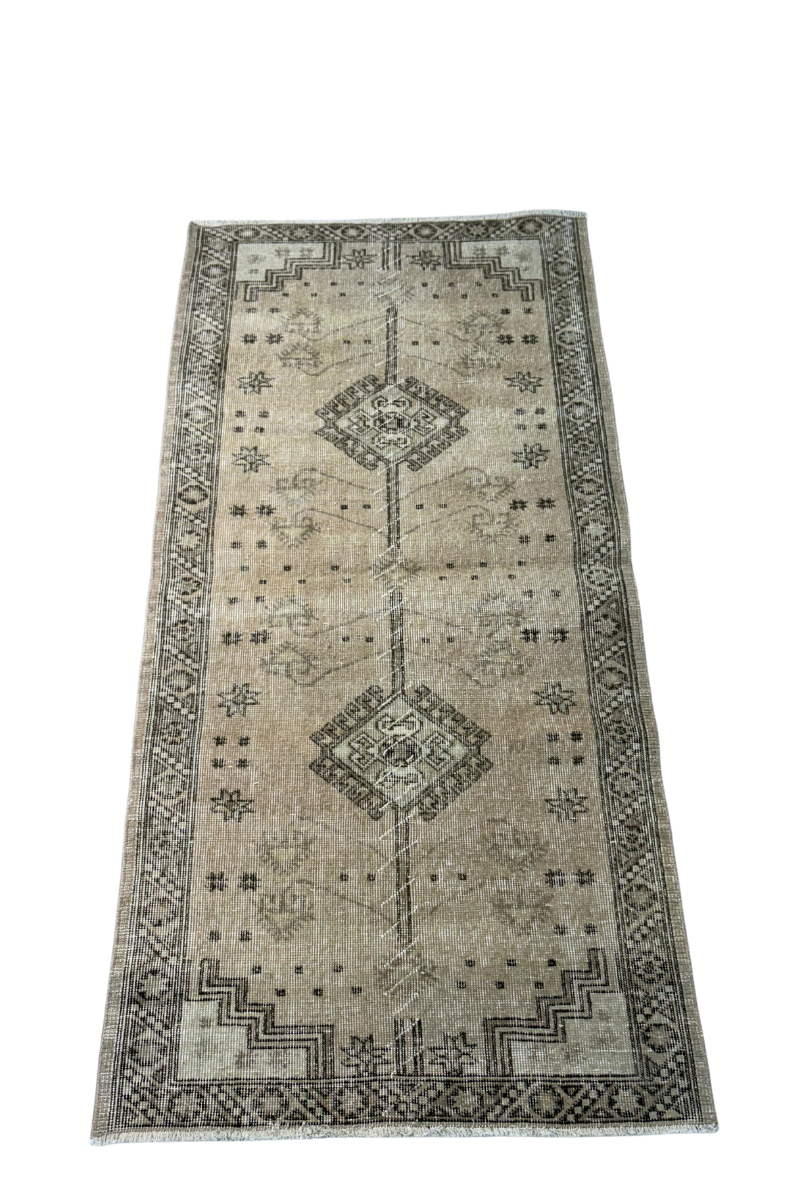 3.1x6.1 ft 🧶 Beige Anatolian Runner Rug | Handwoven Wool Hallway Carpet