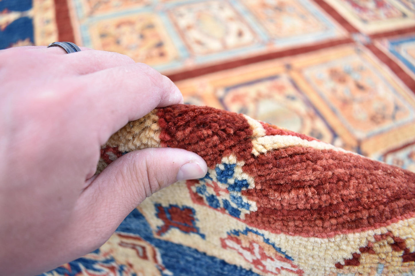 6x9 Blue Bakhtyari ( Four Season) Handmade Unique Wool Rug, Afghan Rug, Decor Rug, Soft Rug, Living Room Rug, Bedroom Rug, Size 5'5” x 8'2
