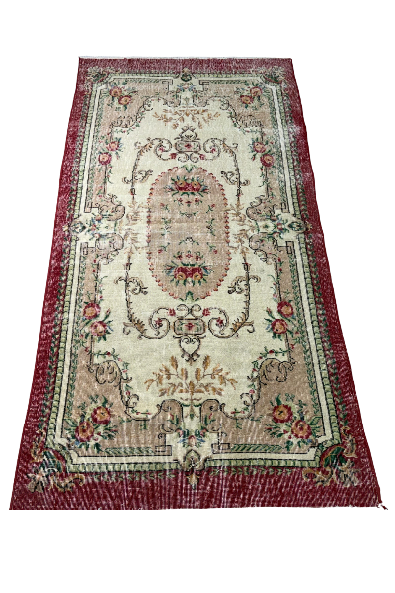 4x7.9 ft 🧵 Red Anatolian Rug | Handwoven Wool Carpet