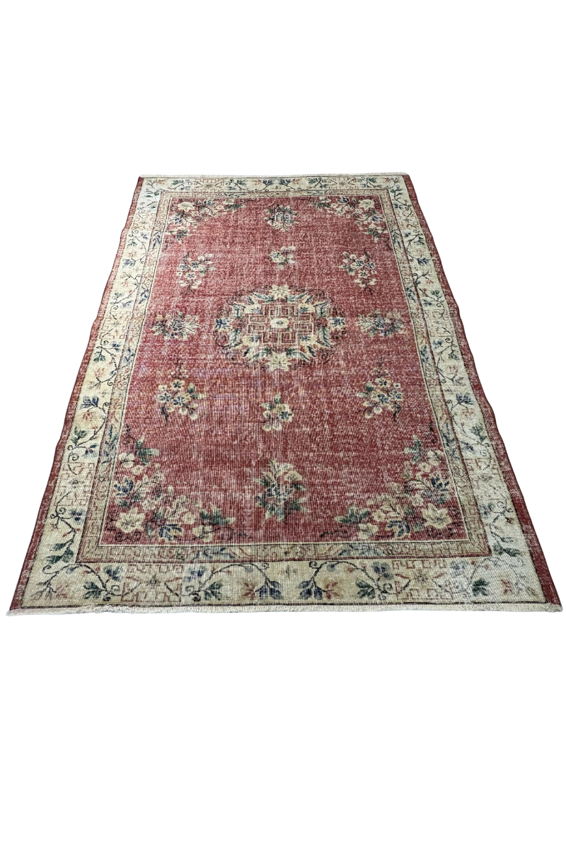 190x270 cm (6.2x8.9 ft) ๐งถ Red Anatolian Handwoven Wool Rug | Traditional Turkish Carpet
