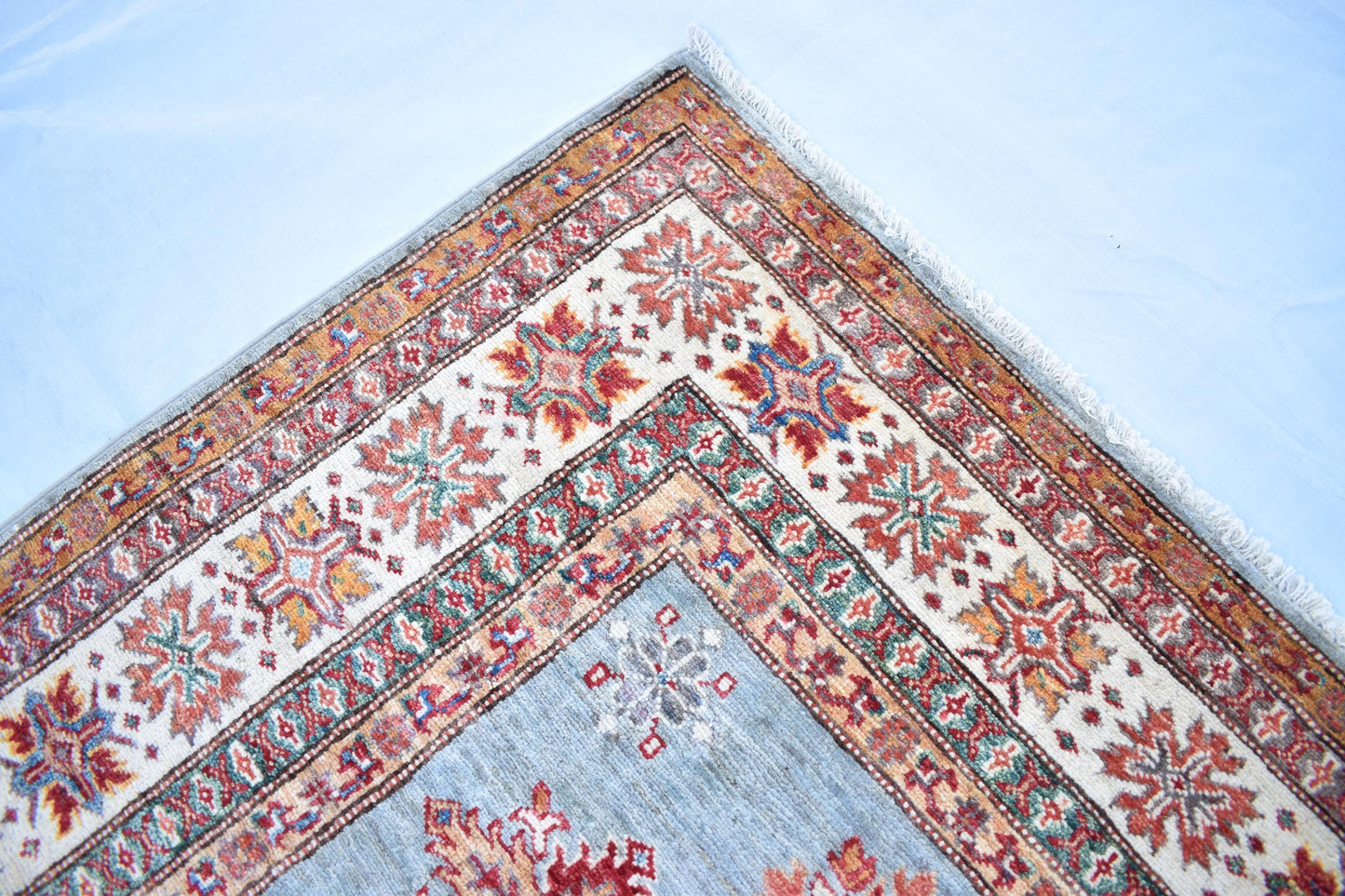 6x8 Gray Kazak Afghan Oriental Rug, Hand Knotted, Modern Area Rug, Wool Rug, Décor Rug, Living Room Rug – Bedroom Rug