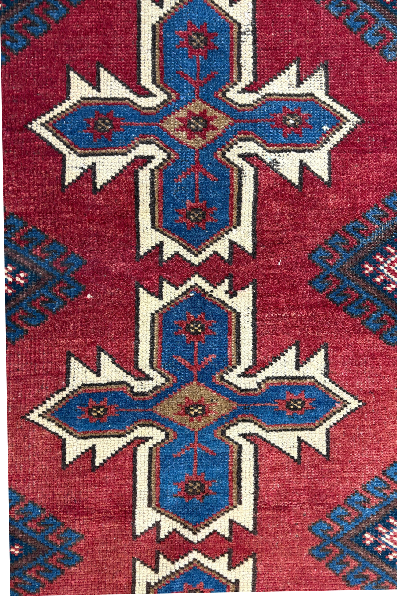 2.6x6.1 ft 🧵 Red Anatolian Runner Rug | Handwoven Wool Hallway Carpet