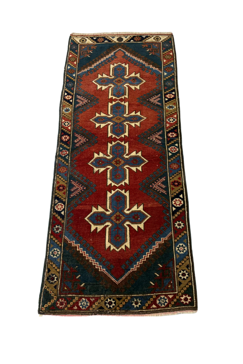 2.6x6.1 ft 🧵 Red Anatolian Runner Rug | Handwoven Wool Hallway Carpet