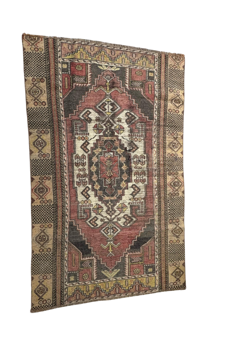 3.6x6.2 ft 🧵 Brown Anatolian Rug | Handwoven Wool Carpet