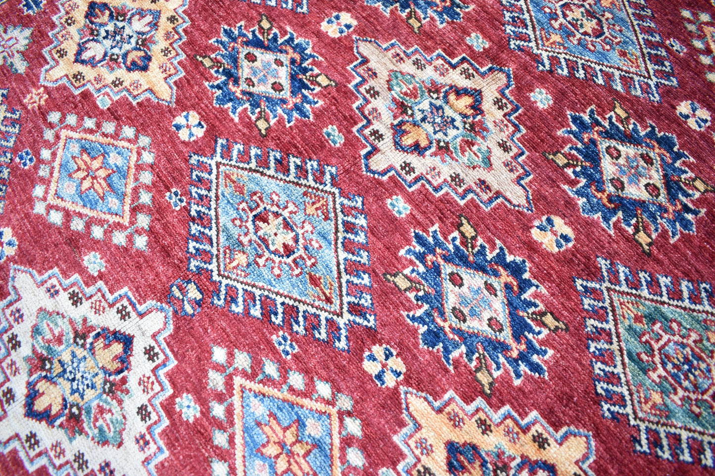5x7 Red Kazak Oriental Rug – Wool Rug – Handmade Soft wool Rug - Hand Knotted Modern Décor Rug - Living Room Rug – Bedroom Rug