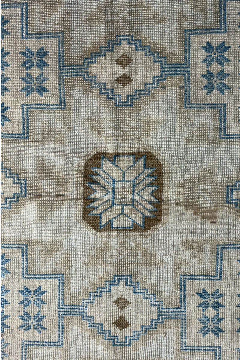 3.2x5.8 ft 🧵 Cream Anatolian Runner Rug | Handwoven Wool Hallway Carpet