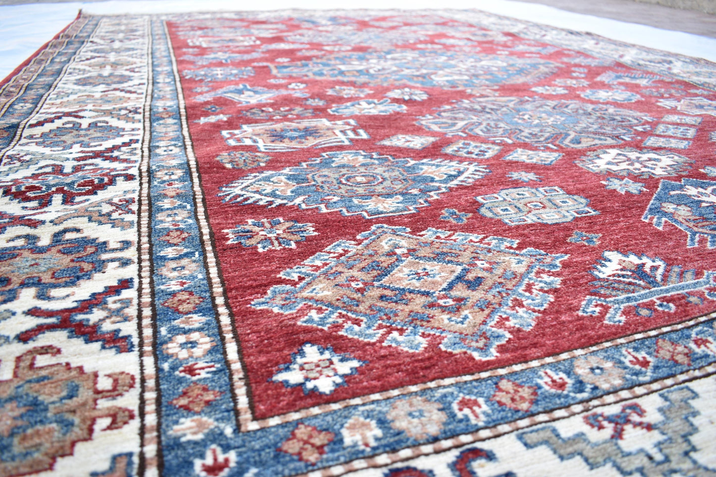 7x10 Red Kazak Oriental Rug, Hand Knotted Modern Area Rug, Handmade Soft Wool Rug, Décor Rug, Living Room Rug – Bedroom Rug