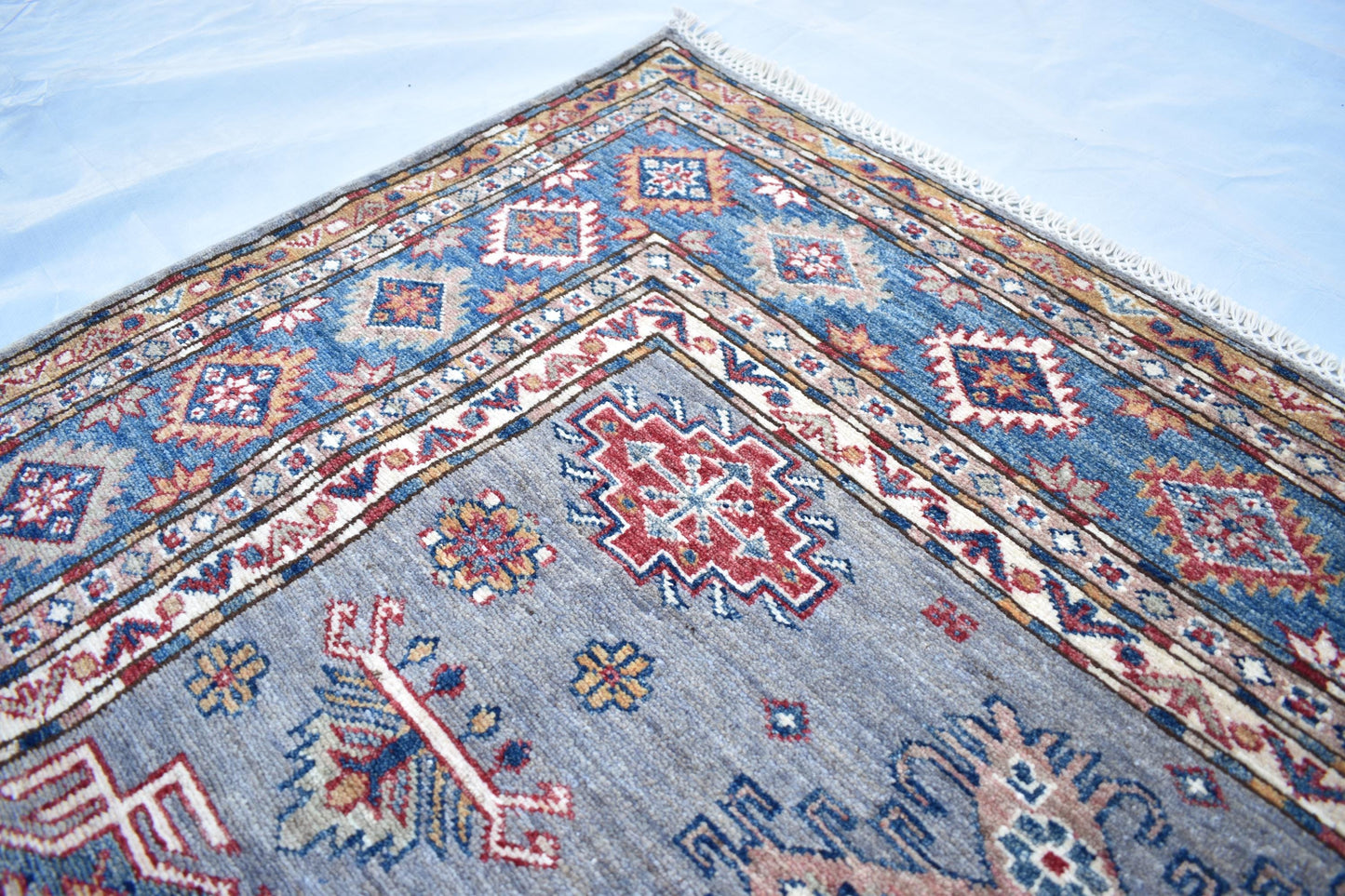 6x8 Super Kazak Oriental Afghan Rug, Handmade Pure Wool Rug - Hand Knotted Modern Décor Rug - Living Room Rug – Bedroom Rug