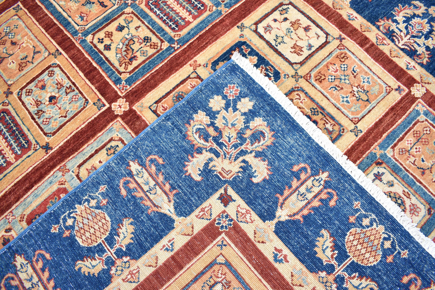 6x9 Blue Bakhtyari ( Four Season) Handmade Unique Wool Rug, Afghan Rug, Decor Rug, Soft Rug, Living Room Rug, Bedroom Rug, Size 5'5” x 8'2