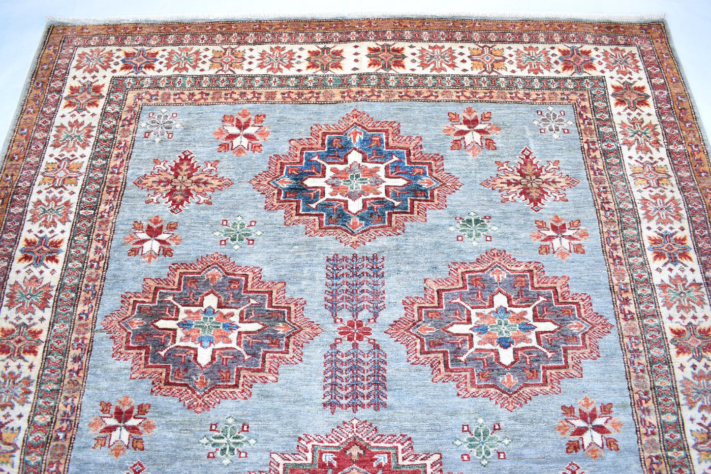 6x8 Gray Kazak Afghan Oriental Rug, Hand Knotted, Modern Area Rug, Wool Rug, Décor Rug, Living Room Rug – Bedroom Rug