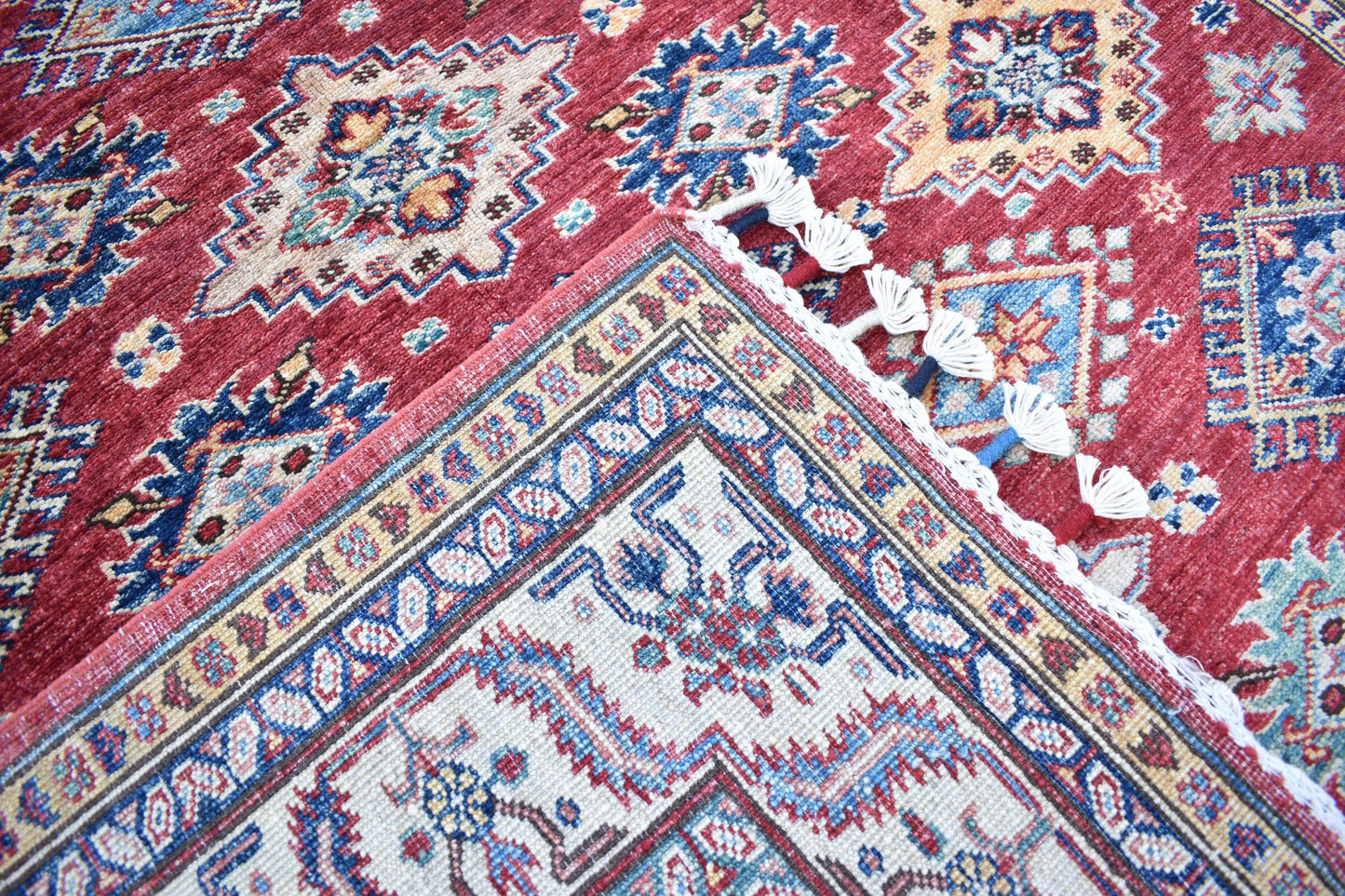 5x7 Red Kazak Oriental Rug – Wool Rug – Handmade Soft wool Rug - Hand Knotted Modern Décor Rug - Living Room Rug – Bedroom Rug
