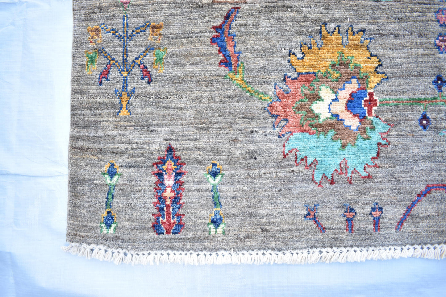6x8 Gray Sultani Handmade Unique Wool Rug, Pure Wool Rug, Turkmen Hand Knotted Rug, Décor Rug Soft Rug Best For Living Room, Dinning Room