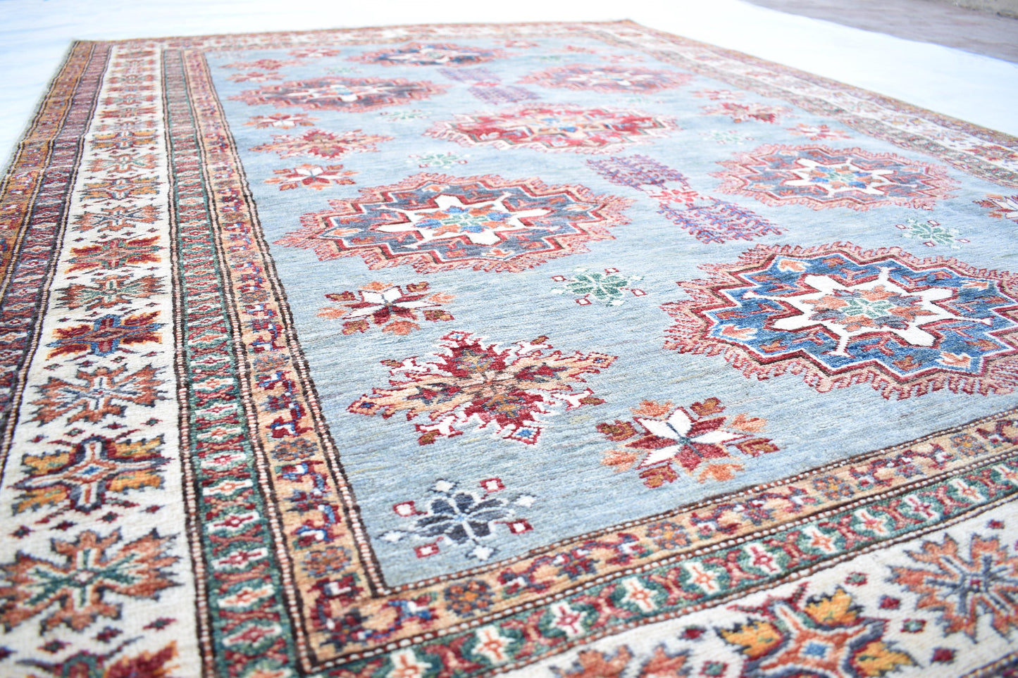 6x8 Gray Kazak Afghan Oriental Rug, Hand Knotted, Modern Area Rug, Wool Rug, Décor Rug, Living Room Rug – Bedroom Rug