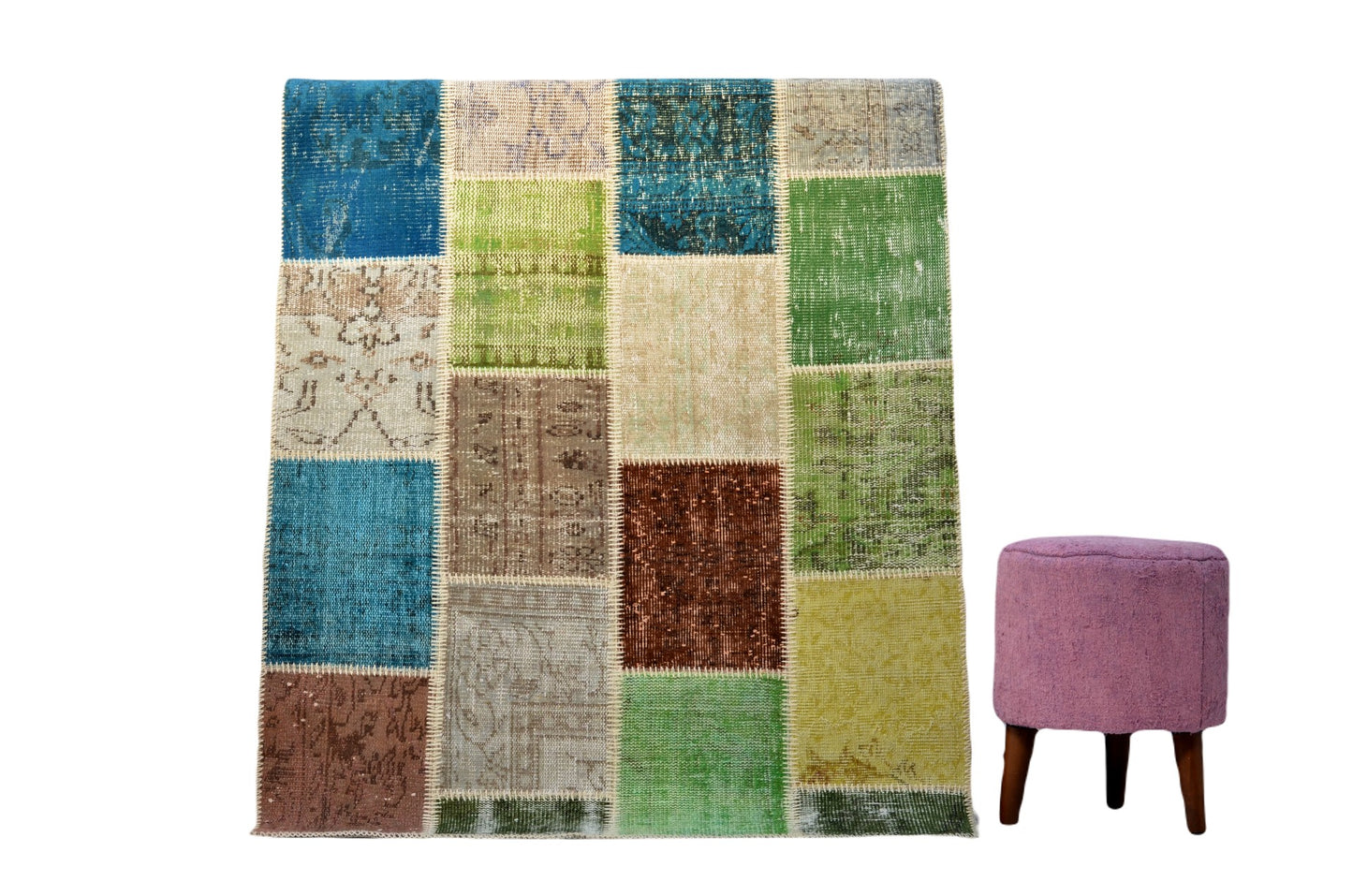 Turkish Handwoven Patchwork Rug – Bold & Beautiful Design
