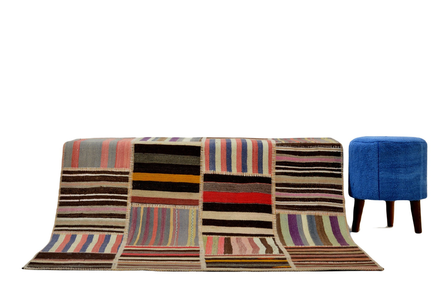 Authentic Handcrafted Turkish Patchwork kilim Rug – Rustic Charm