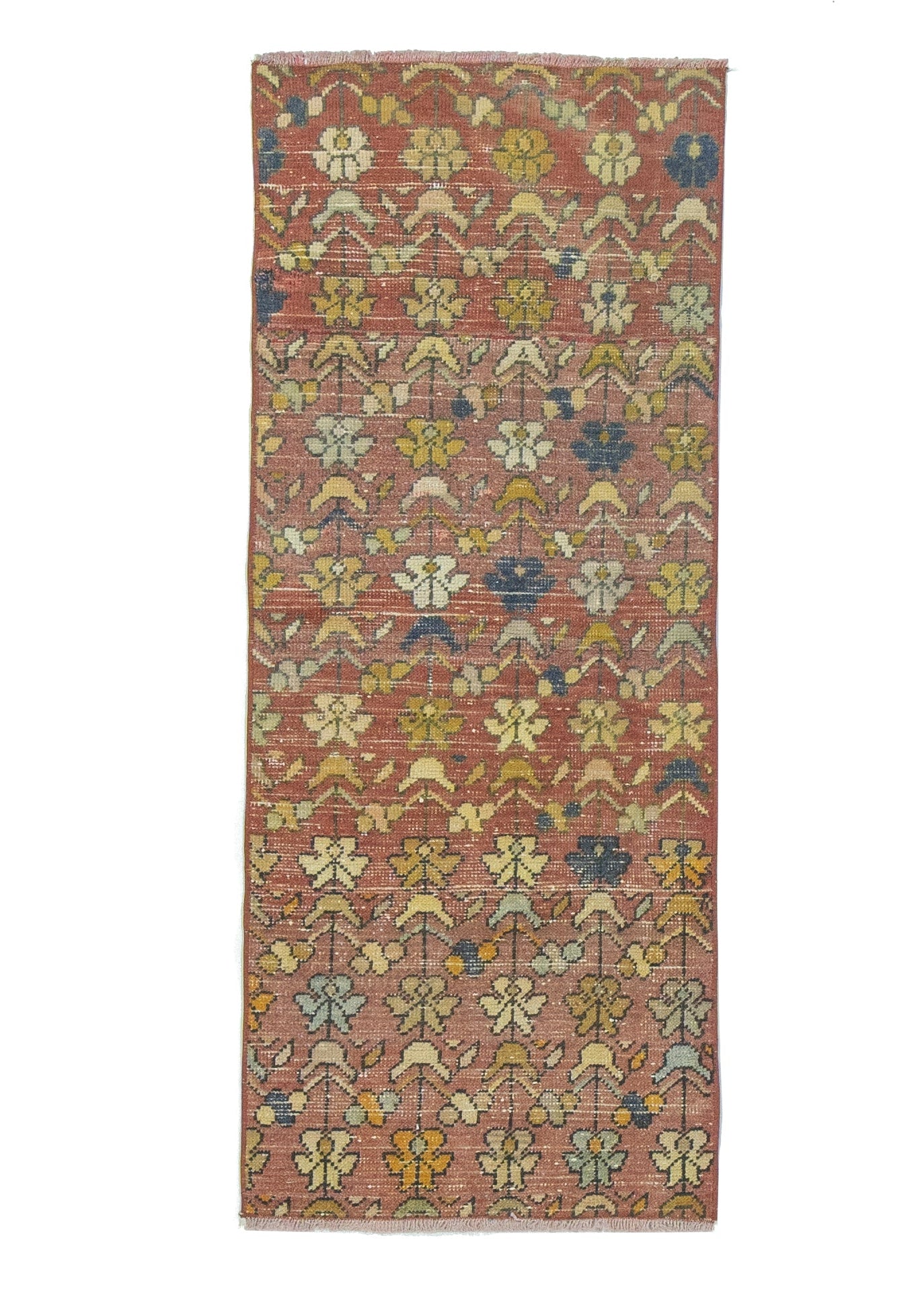 67x165 cm (2.2x5.4 ft) Anatolian Rug – Handwoven Dusty Rose Wool Carpet