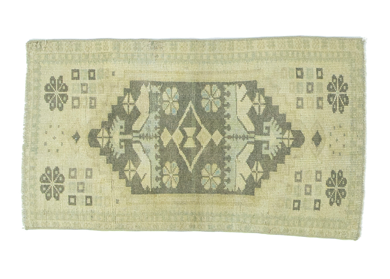 63x110 cm (2.1x3.6 ft) Anatolian Runner Rug – Handwoven Earth Tone Wool Carpet