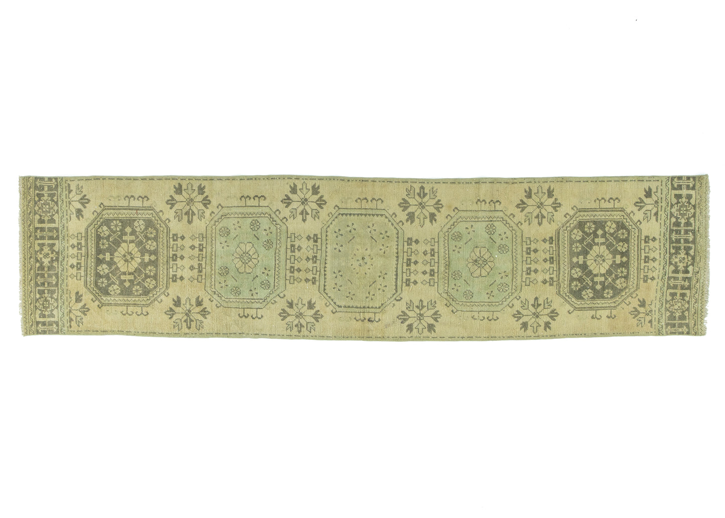 100x314 cm (3.3x10.3 ft) Anatolian Runner Rug – Handwoven Earth Brown Wool Carpet