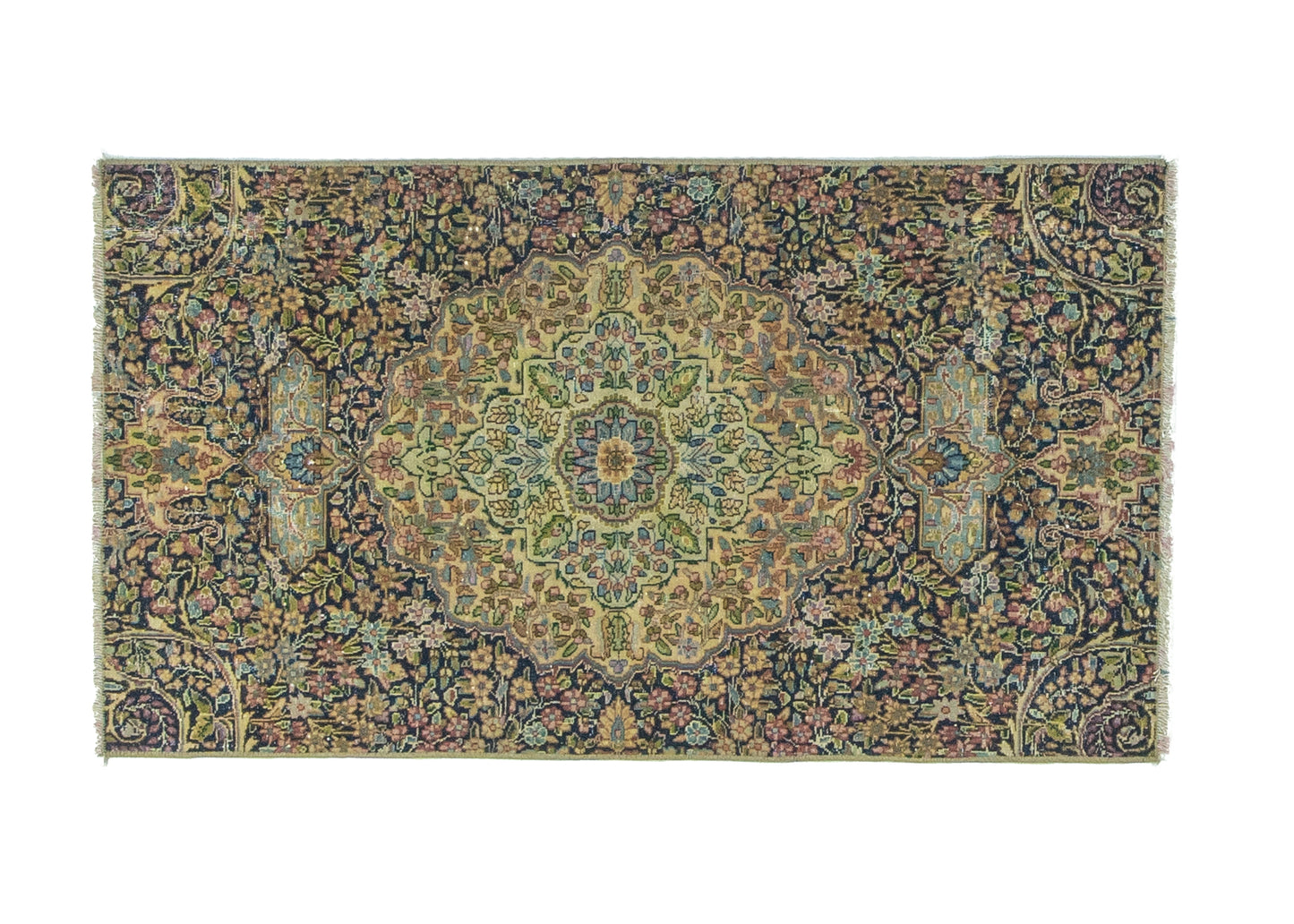 78x140 cm (2.6x4.6 ft) Eastern Rug – Handwoven Dark Coffee Multi-Pattern Wool Carpet