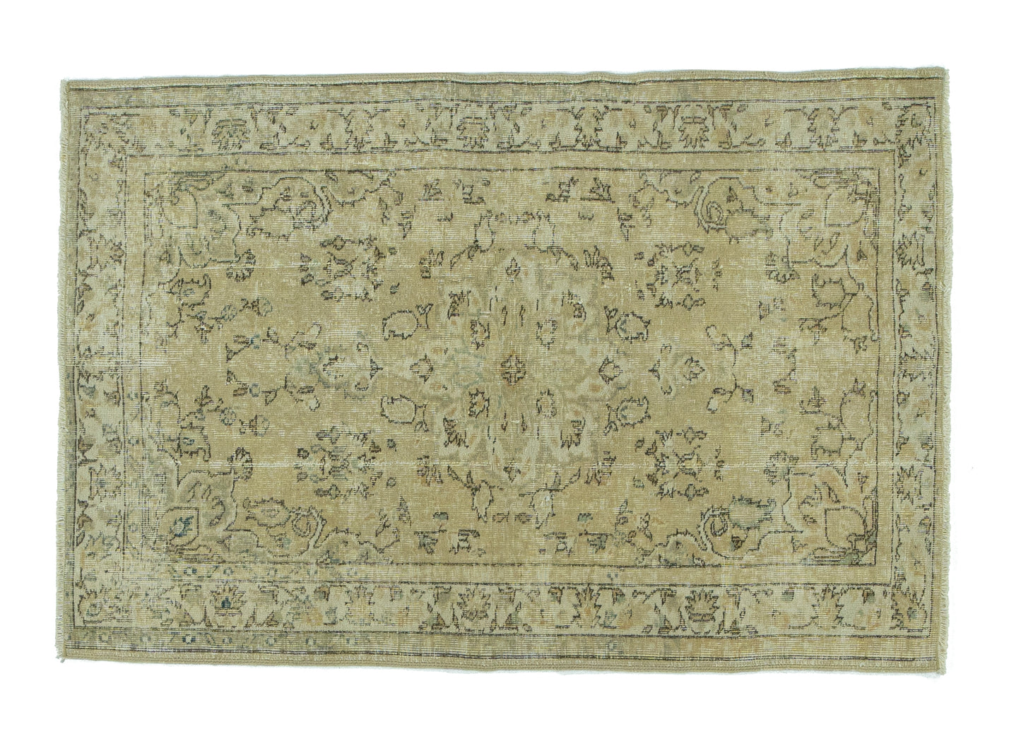 122x180 cm (4x5.9 ft) Anatolian Rug – Handwoven Beige Wool Carpet