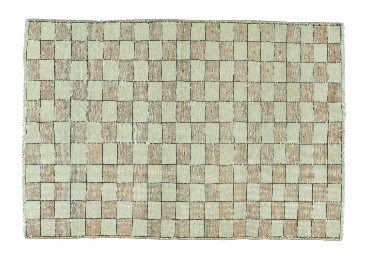 154x222 cm (5.1x7.3 ft) Anatolian Rug – Handwoven Red Patchwork Wool Carpet
