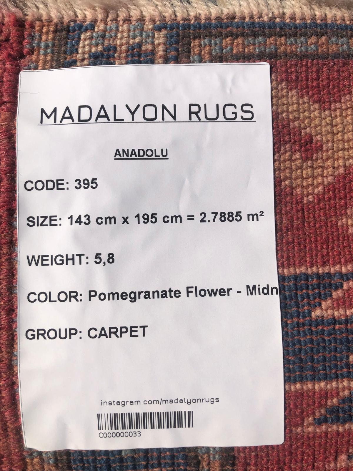 143x195 cm (4.7x6.4 ft) Anatolian Rug – Handwoven Pomegranate Red & Midnight Blue Wool Carpet