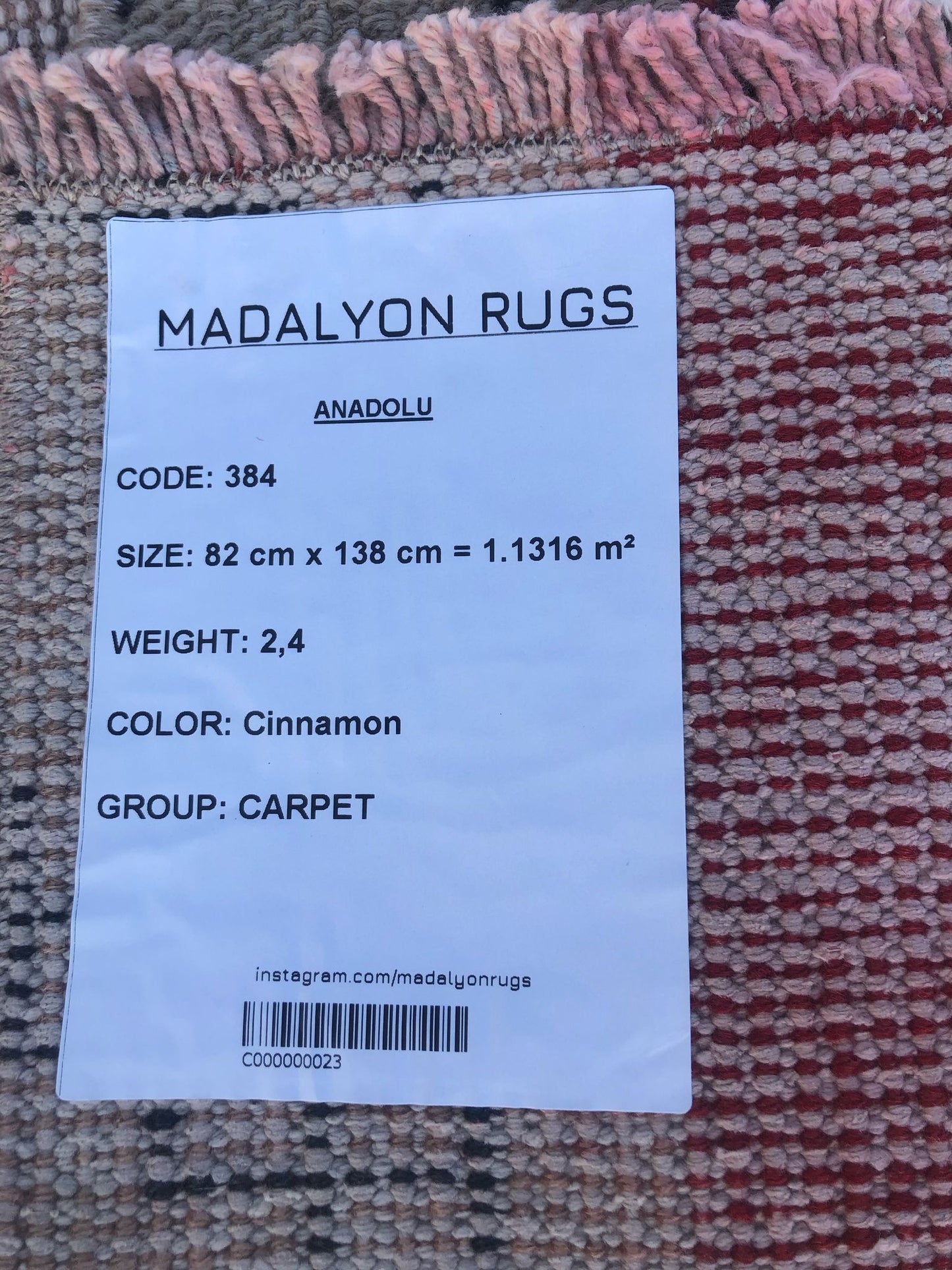 82x138 cm (2.7x4.5 ft) Anatolian Rug – Handwoven Cinnamon Color Wool Carpet