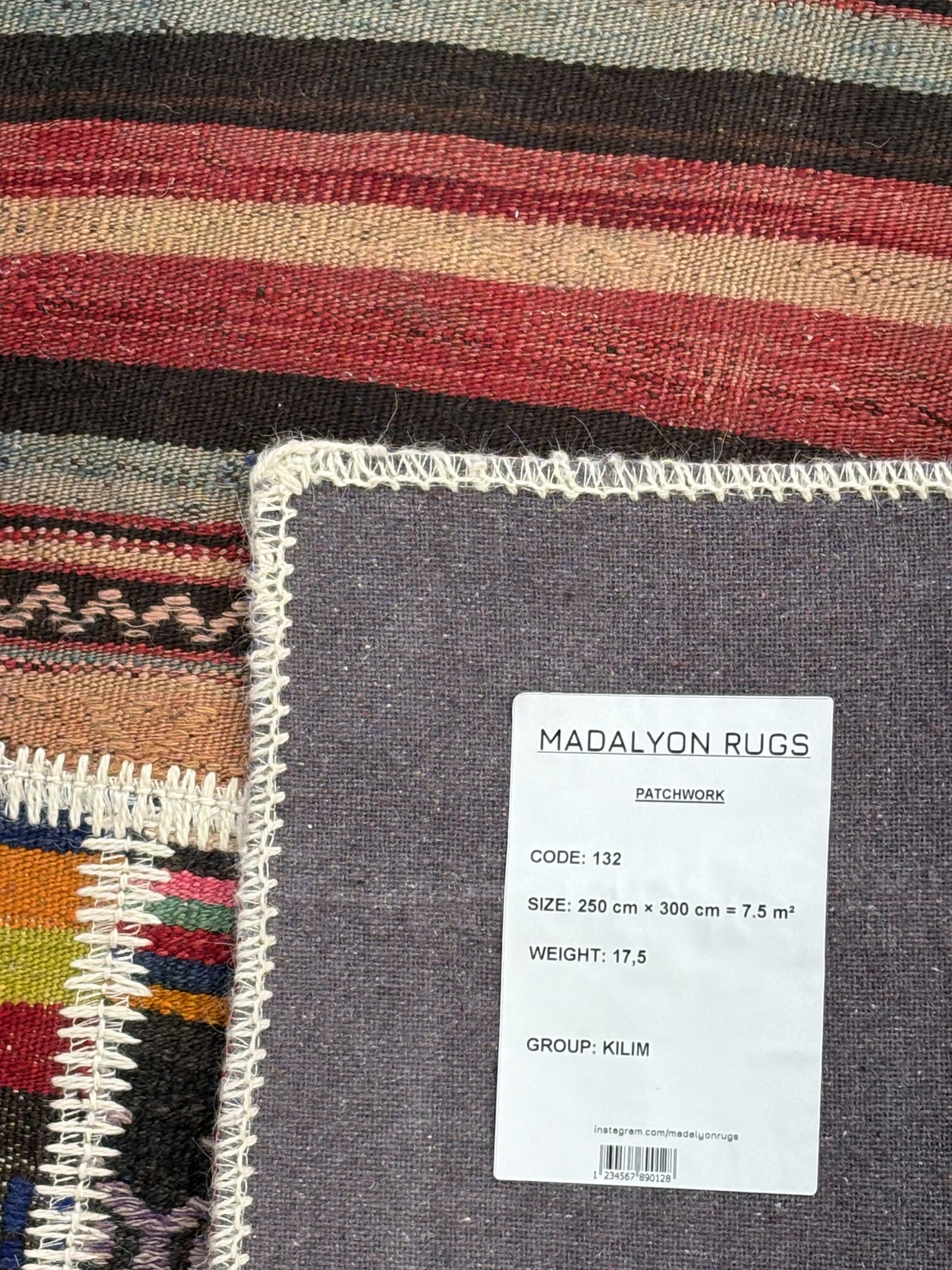 Authentic Handcrafted Turkish Patchwork kilim Rug – Rustic Charm
