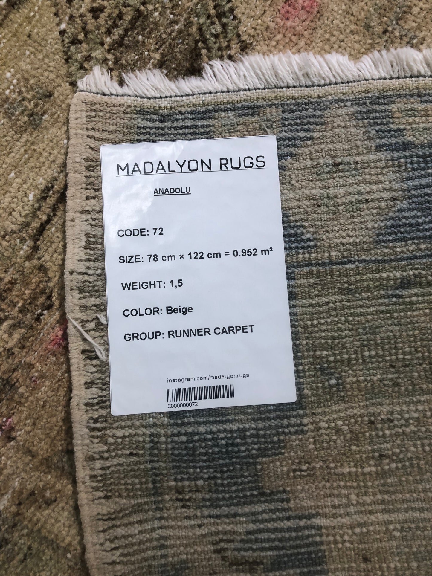 2.6x4 ft 🧵 Beige Anatolian Runner Rug | Handwoven Wool Hallway Carpet