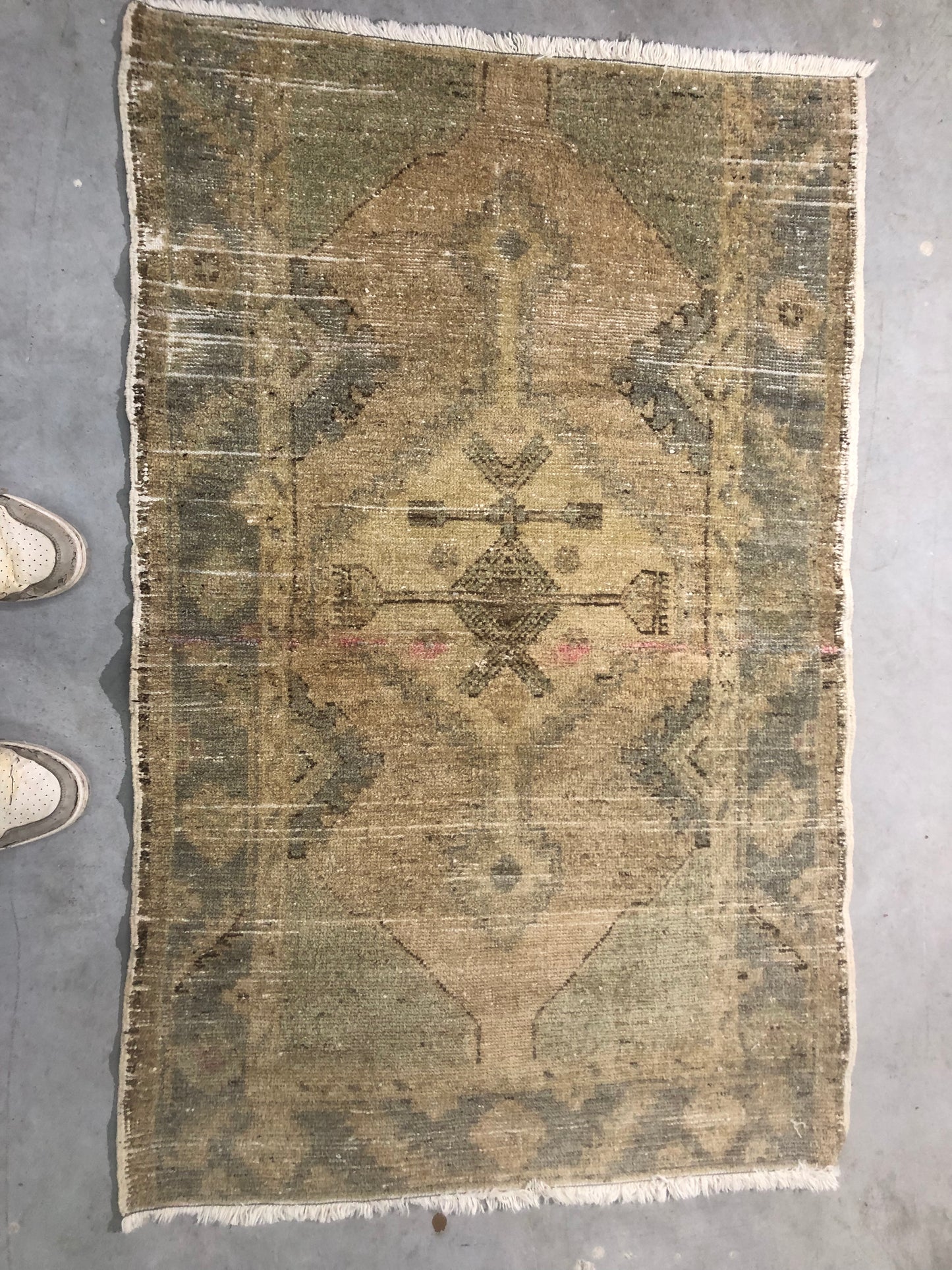 2.6x4 ft 🧵 Beige Anatolian Runner Rug | Handwoven Wool Hallway Carpet