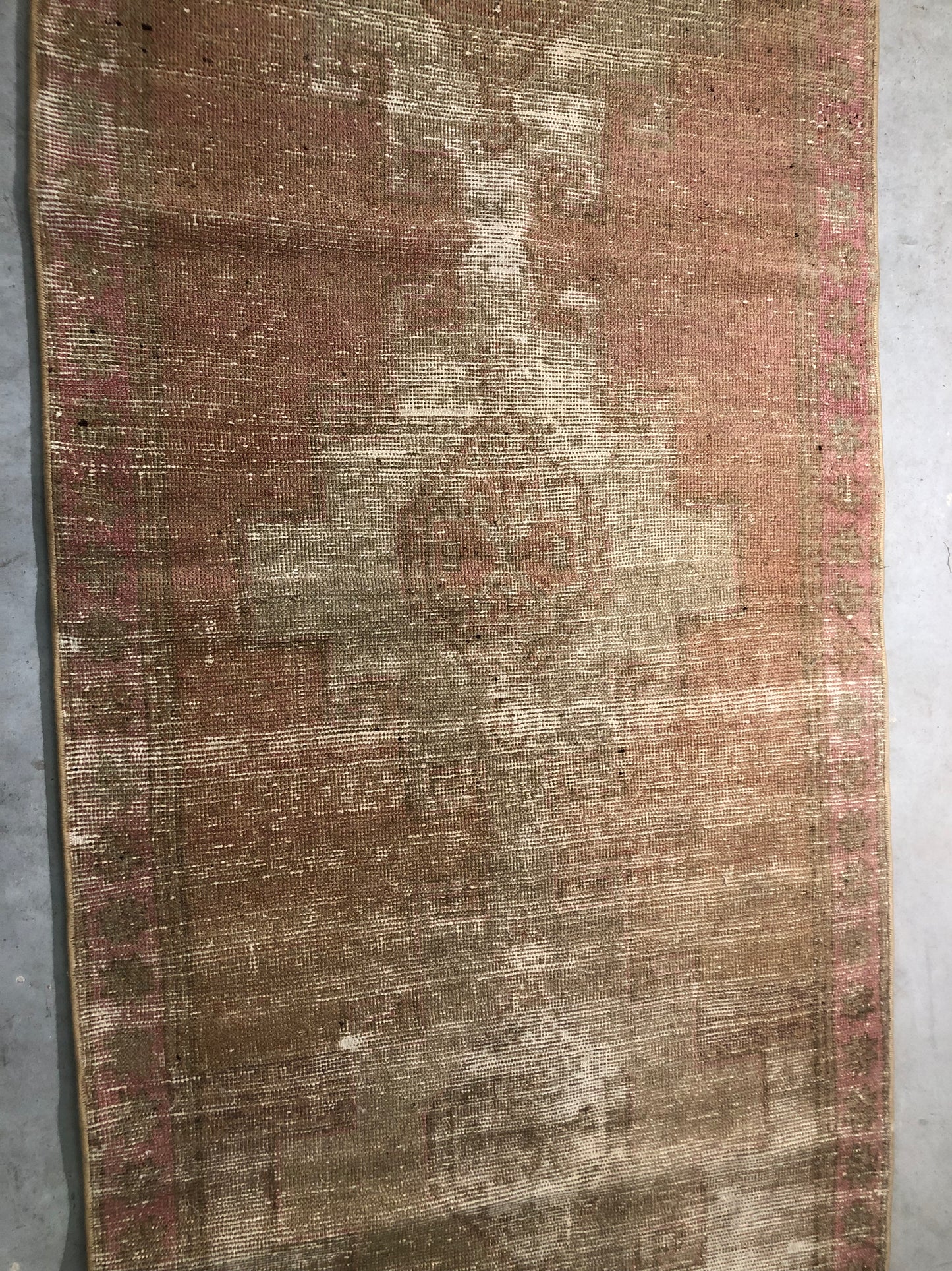 3.4x9.9 ft 🧵 Pink and Bej Anatolian Runner Rug | Handwoven Wool Hallway Carpet